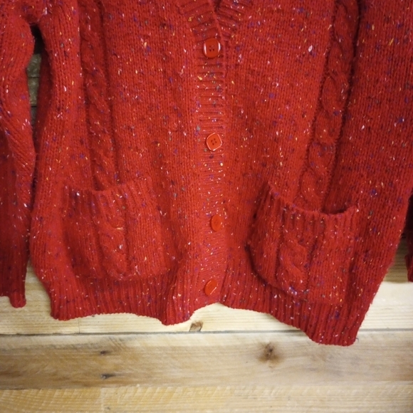 Vintage Red Button Front Cardigan with Pockets Wool Blend by Amanda Scott 1X - Picture 6 of 11